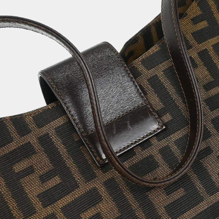 Pre Owned Fendi Zucca Brown Canvas Shoulder Bag