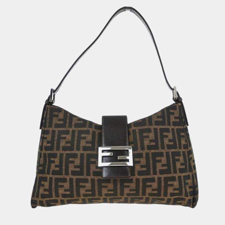Pre Owned Fendi Zucca Brown Canvas Shoulder Bag