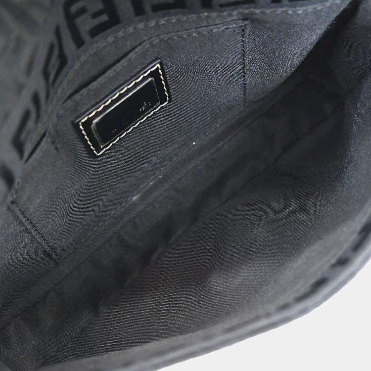 Pre Owned Fendi Zucchino Black Canvas Shoulder Bag