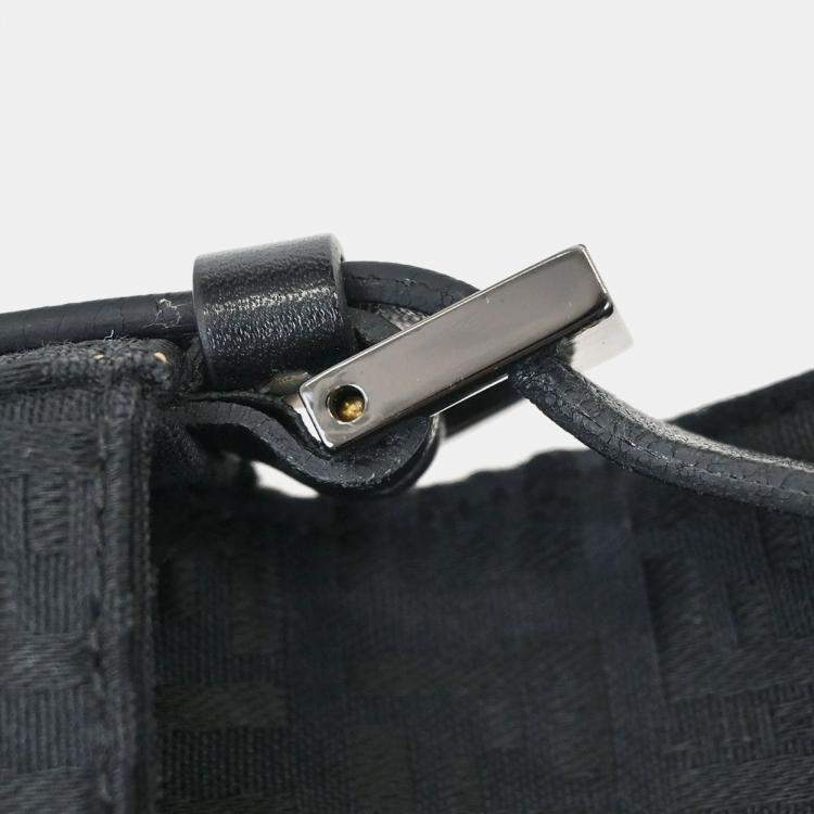 Pre Owned Fendi Zucchino Black Canvas Shoulder Bag