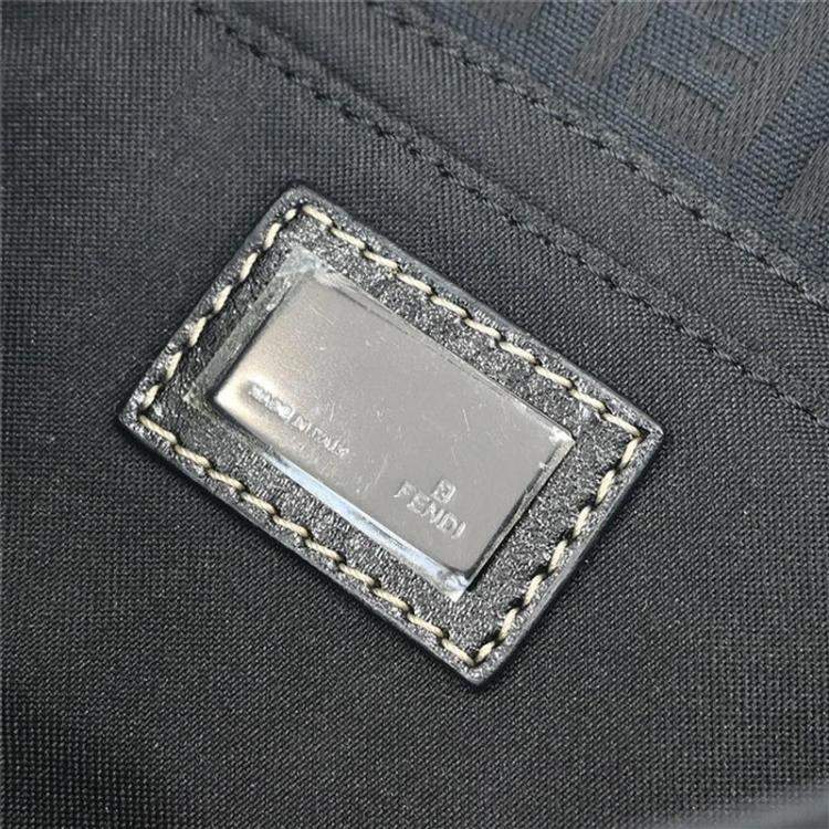 Pre Owned Fendi Zucchino Black Canvas Shoulder Bag