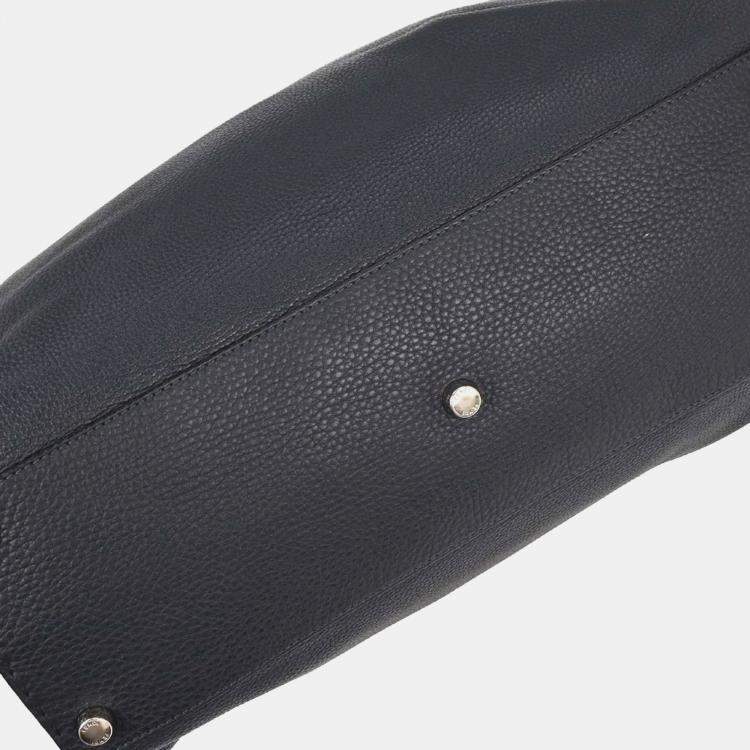 Pre Owned Fendi Peekaboo Fit Monster Navy Calfskin Leather Top Handle Bag