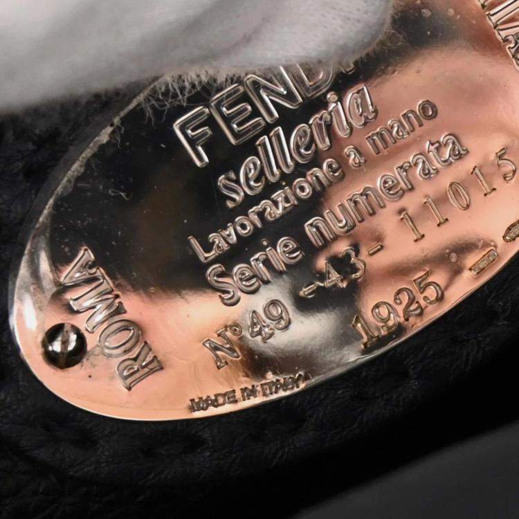 Pre Owned Fendi Peekaboo Fit Monster Navy Calfskin Leather Top Handle Bag