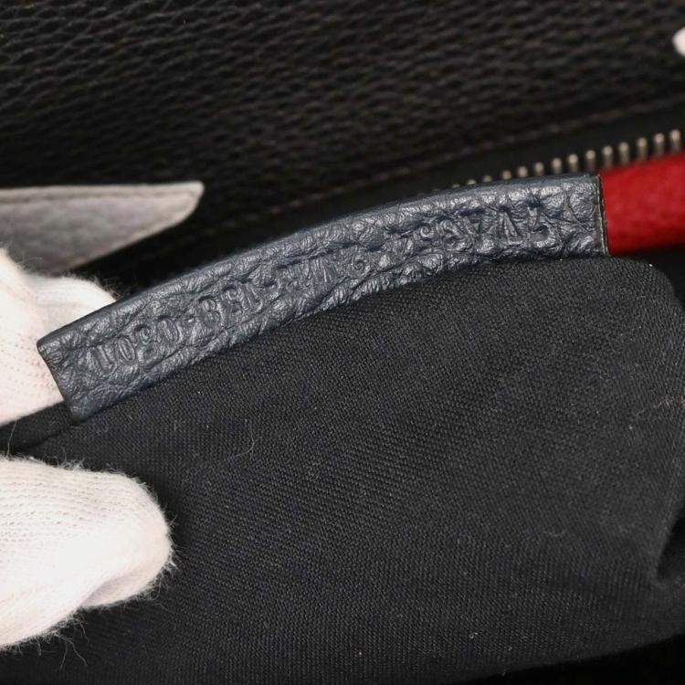 Pre Owned Fendi Peekaboo Fit Monster Navy Calfskin Leather Top Handle Bag