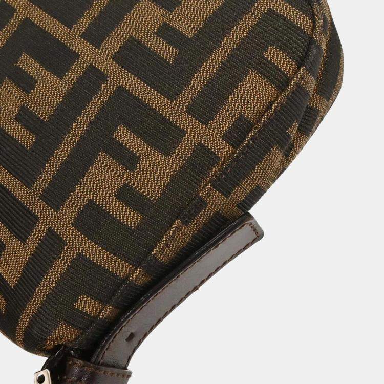 Pre Owned Fendi Baguette Brown Zucca Canvas Shoulder Bag