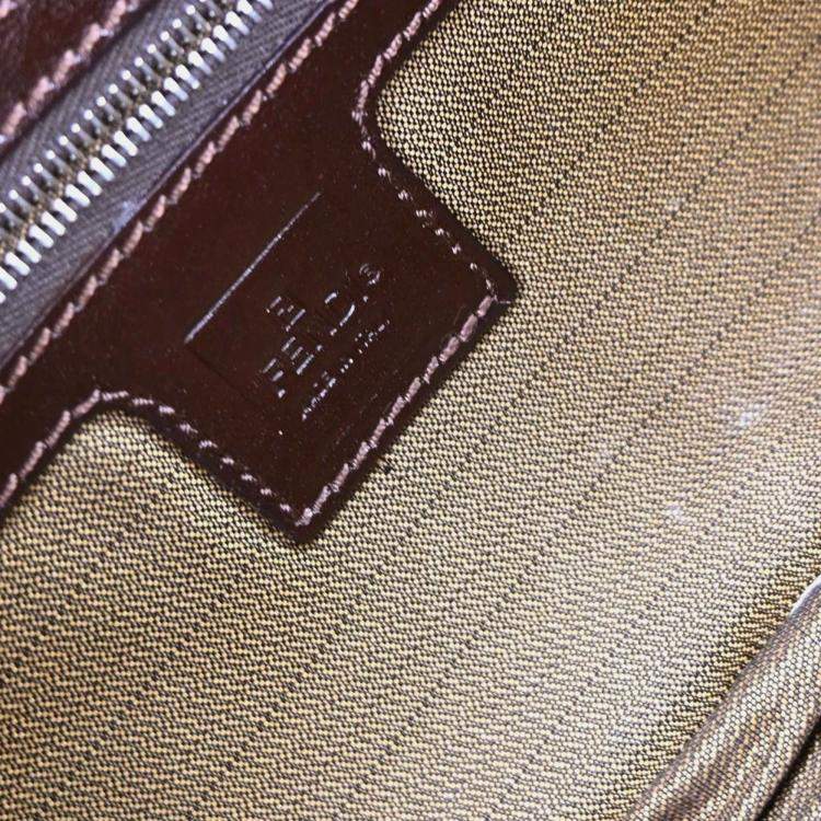 Pre Owned Fendi Baguette Brown Zucca Canvas Shoulder Bag