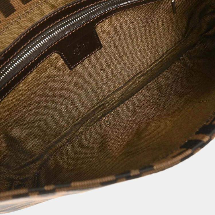 Pre Owned Fendi Baguette Brown Zucca Canvas Shoulder Bag
