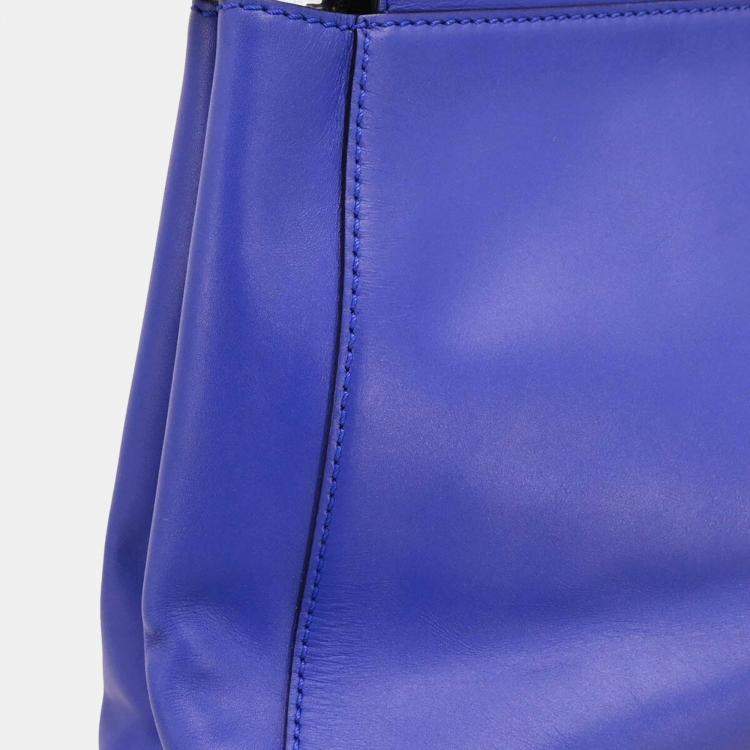 مملوكة مسبقًا Fendi Peekaboo Fit Blue Calfskin Leather Top Handle Bag