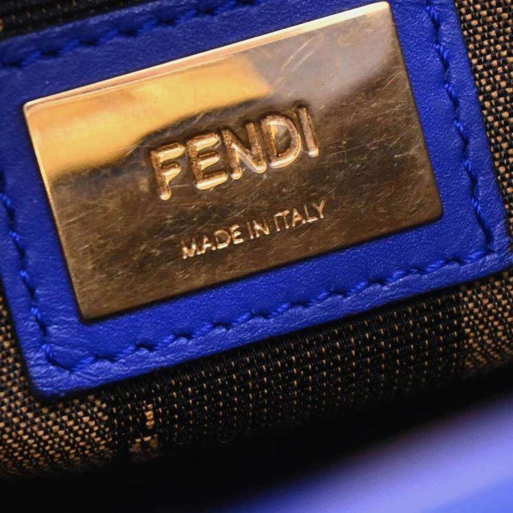 مملوكة مسبقًا Fendi Peekaboo Fit Blue Calfskin Leather Top Handle Bag