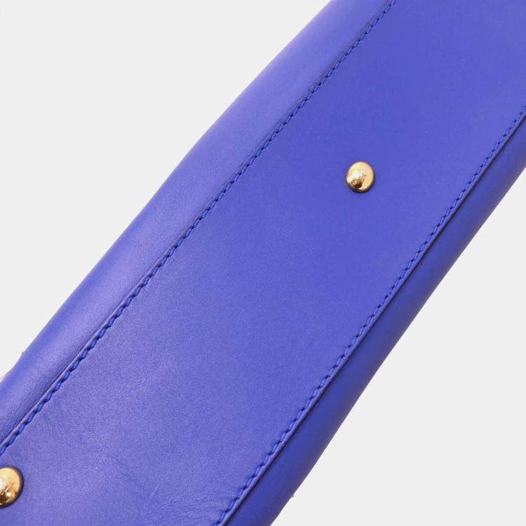 مملوكة مسبقًا Fendi Peekaboo Fit Blue Calfskin Leather Top Handle Bag