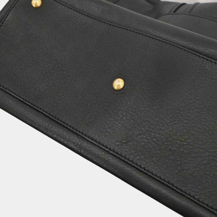 Pre Owned Fendi Anna Black Leather Top Handle Bag