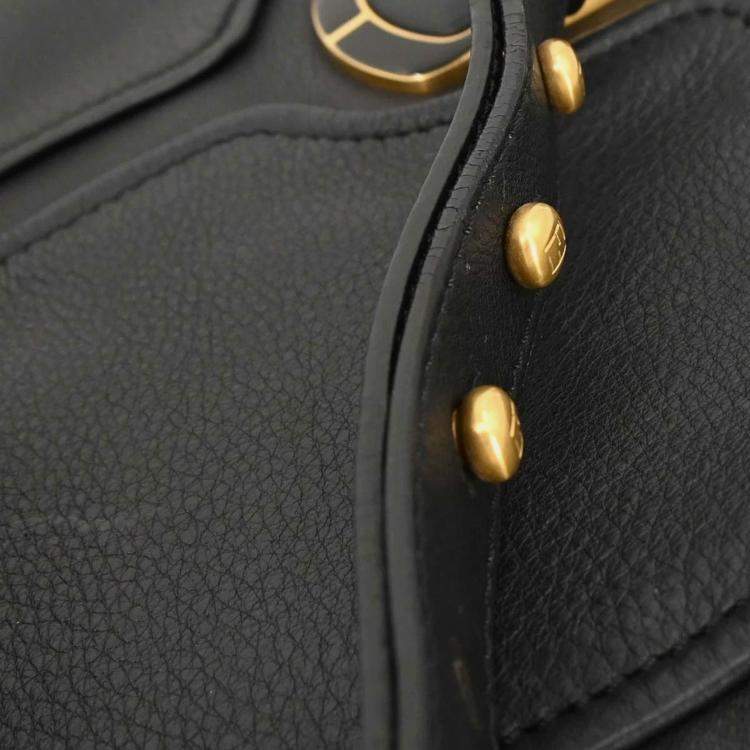 Pre Owned Fendi Anna Black Leather Top Handle Bag