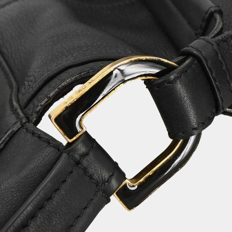 Pre Owned Fendi Anna Black Leather Top Handle Bag