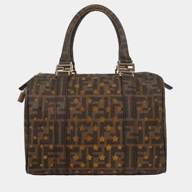 Pre Owned Fendi Zucca Mesh Brown PVC Shoulder Bag