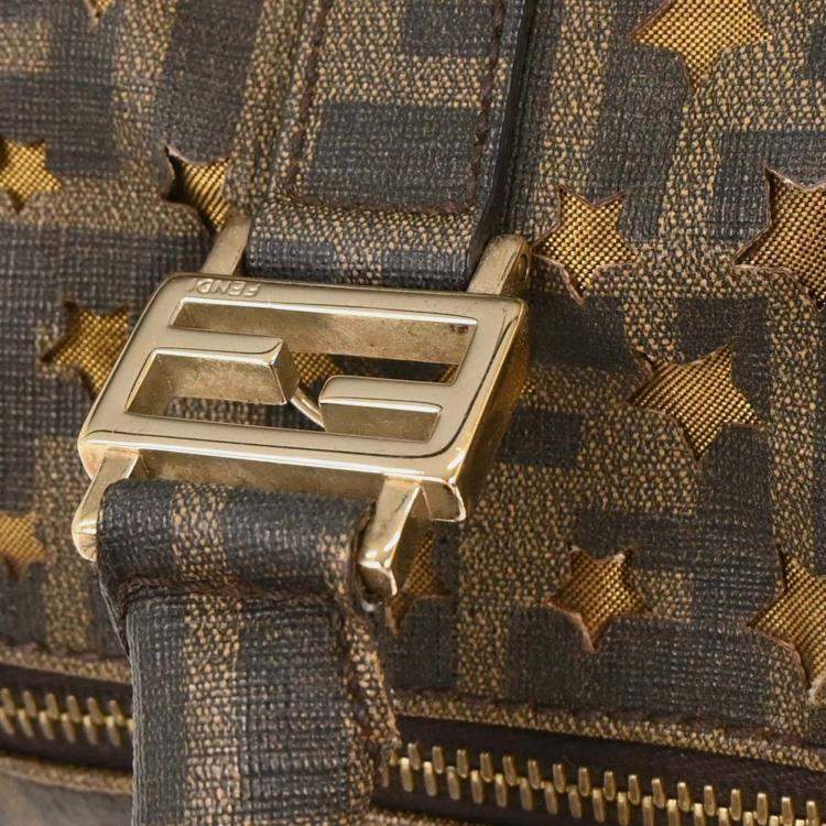 Pre Owned Fendi Zucca Mesh Brown PVC Shoulder Bag