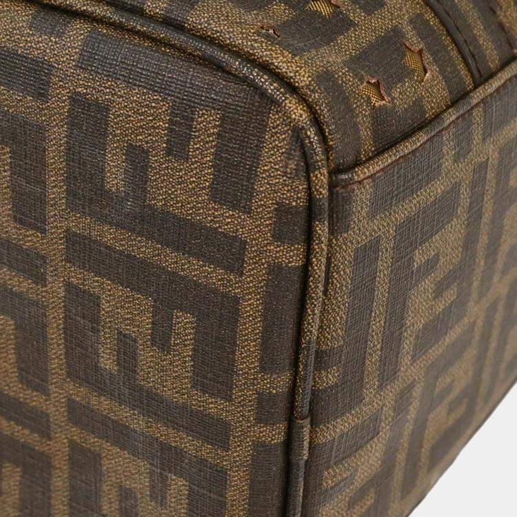 Pre Owned Fendi Zucca Mesh Brown PVC Shoulder Bag