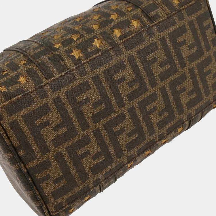 Pre Owned Fendi Zucca Mesh Brown PVC Shoulder Bag