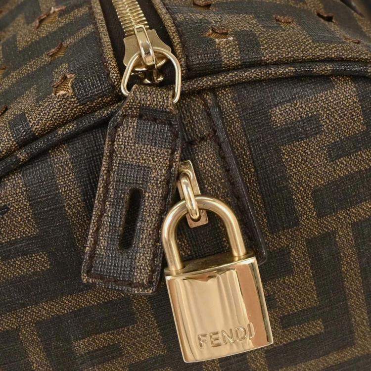 Pre Owned Fendi Zucca Mesh Brown PVC Shoulder Bag