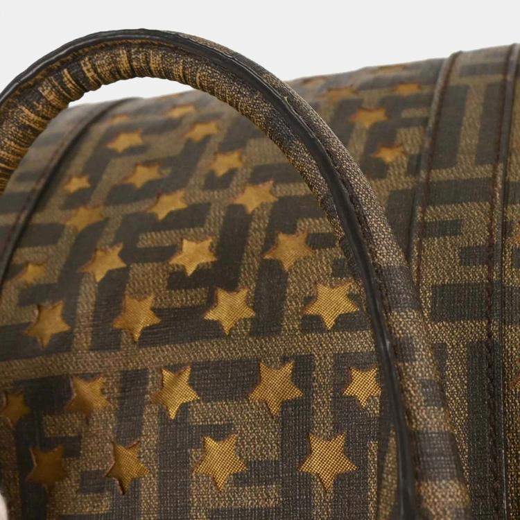 Pre Owned Fendi Zucca Mesh Brown PVC Shoulder Bag