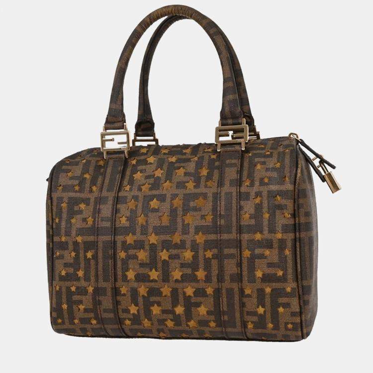 Pre Owned Fendi Zucca Mesh Brown PVC Shoulder Bag