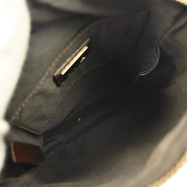 Pre Owned Fendi Zucchino Beige Canvas Shoulder Bag