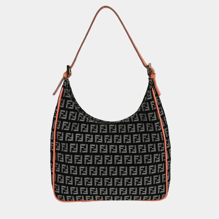 Pre Owned Fendi Black Zucchino Handbag