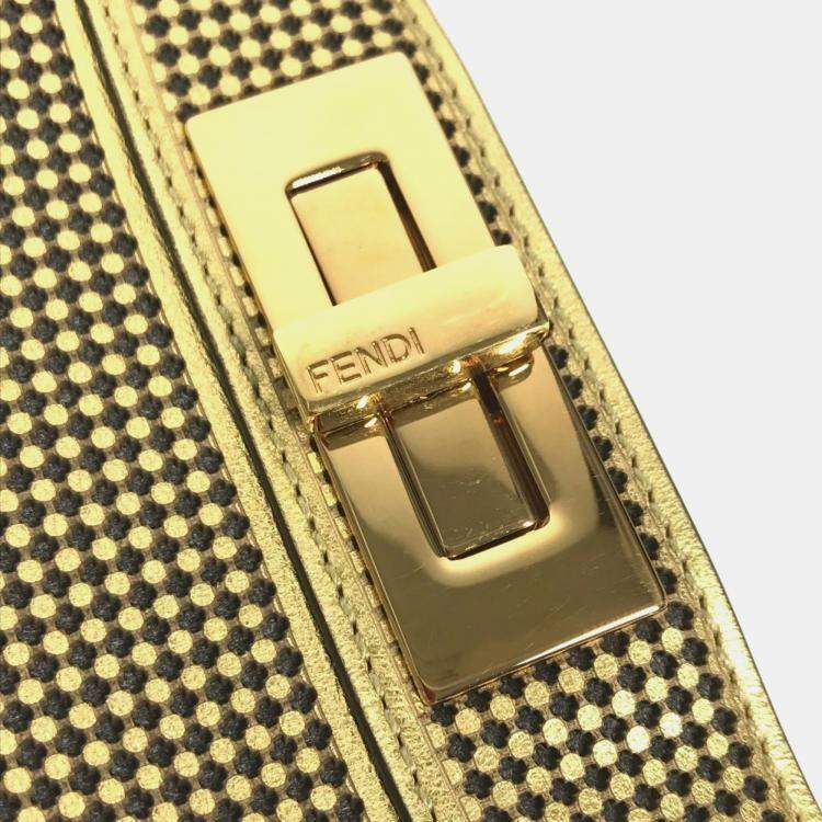 مملوكة مسبقًا Fendi Fendace Peekaboo Medium Iseeu 2-Way Shoulder Bag/Handbag Leather Gold