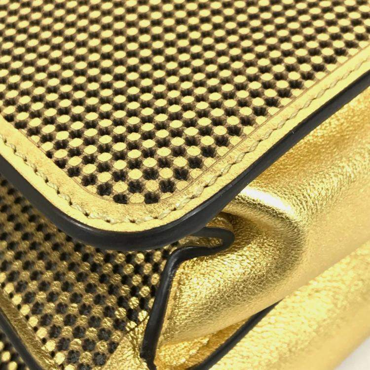 مملوكة مسبقًا Fendi Fendace Peekaboo Medium Iseeu 2-Way Shoulder Bag/Handbag Leather Gold