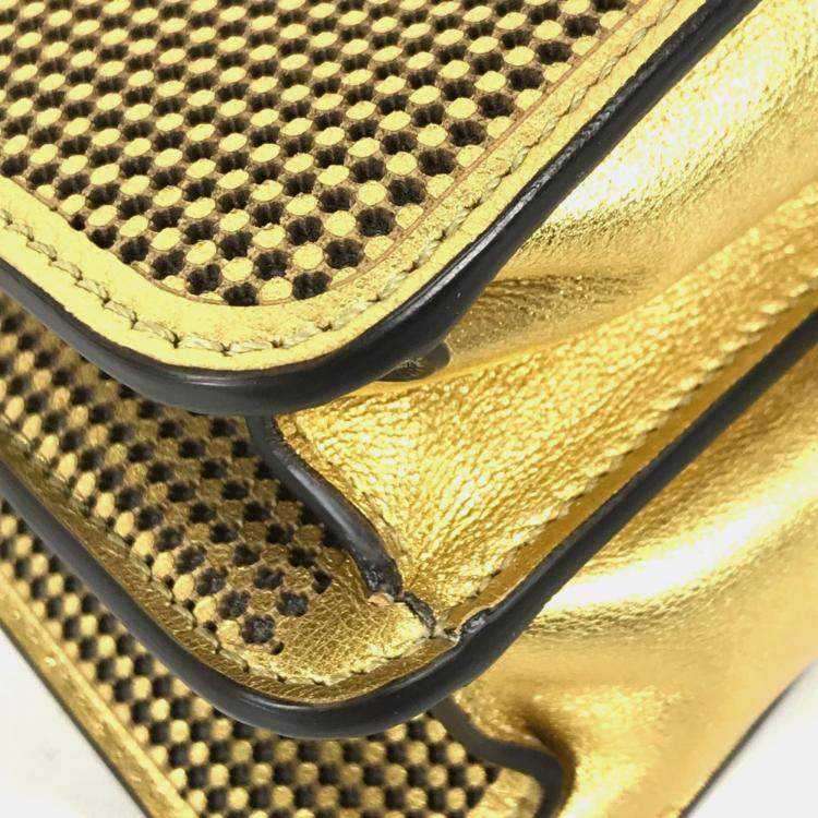 مملوكة مسبقًا Fendi Fendace Peekaboo Medium Iseeu 2-Way Shoulder Bag/Handbag Leather Gold