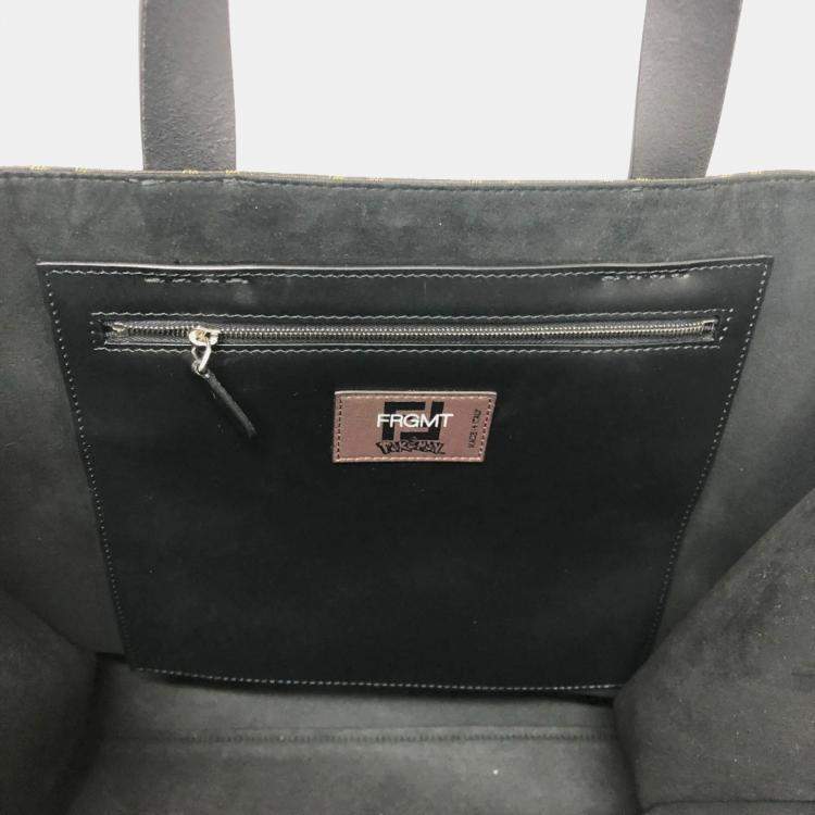 Pre Owned Fendi Zucca Pokemon Dragonite 2-Way Shoulder Bag/Tote Bag In Canvas/Leather Brown