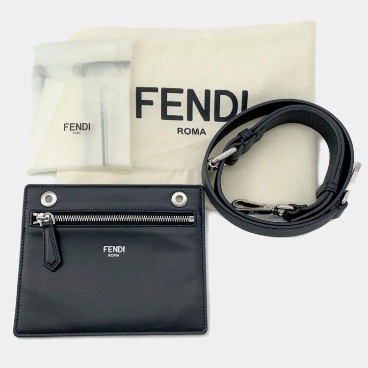 Pre Owned Fendi Peekaboo Iseeu Mini Leather Handbag Black