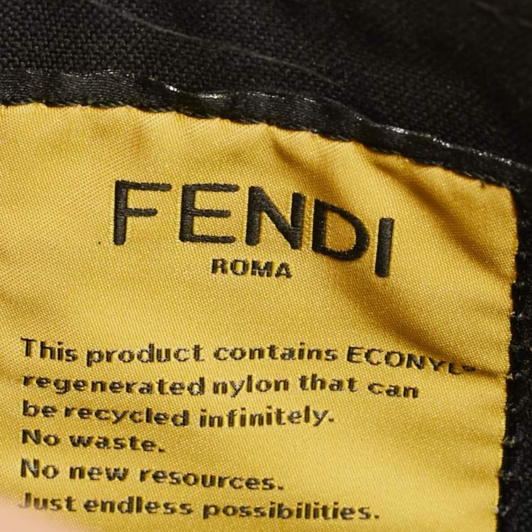 Pre Owned Fendi Peekaboo Iseeu Small Olive Green Nylon Top Handle Bag