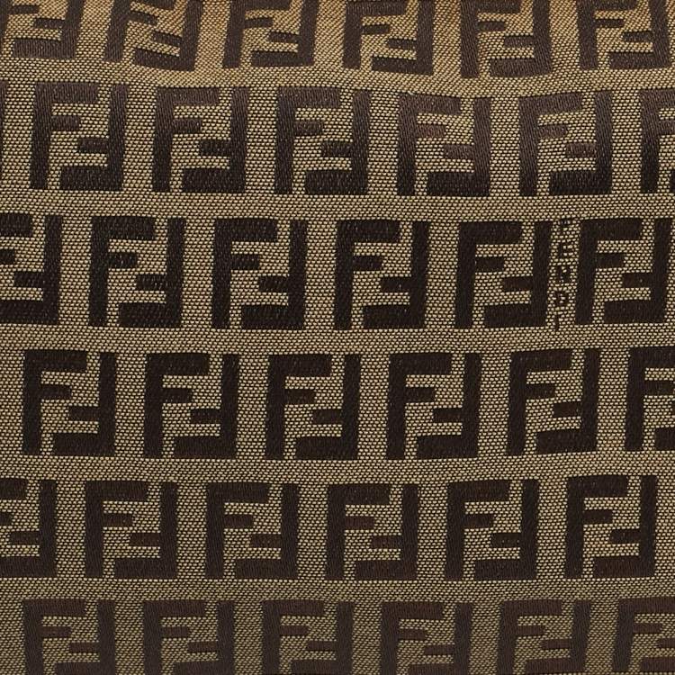 Pre Owned Fendi Beige/Brown Zucchino Canvas Pochette Bag