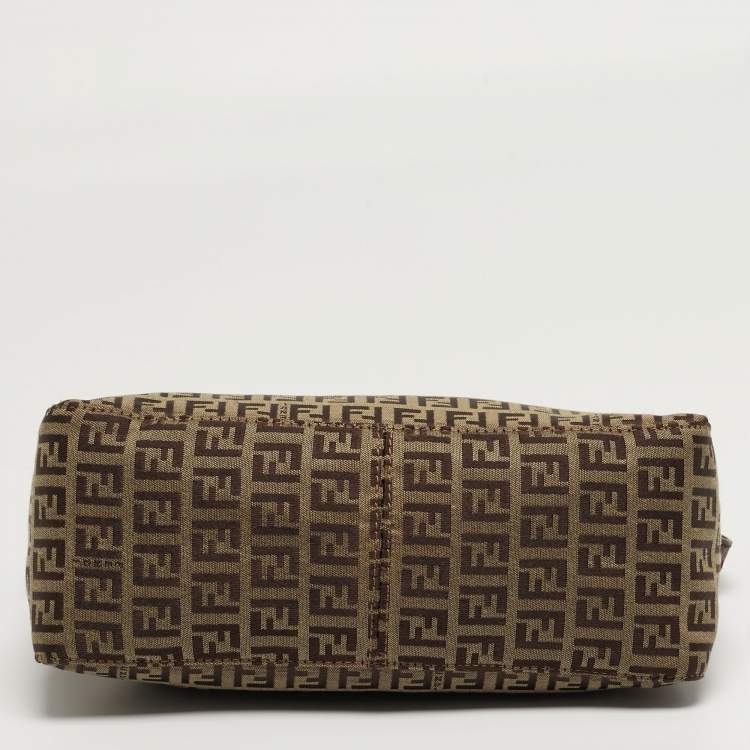 Pre Owned Fendi Beige/Brown Zucchino Canvas Pochette Bag
