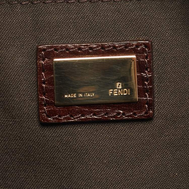 Pre Owned Fendi Beige/Brown Zucchino Canvas Pochette Bag