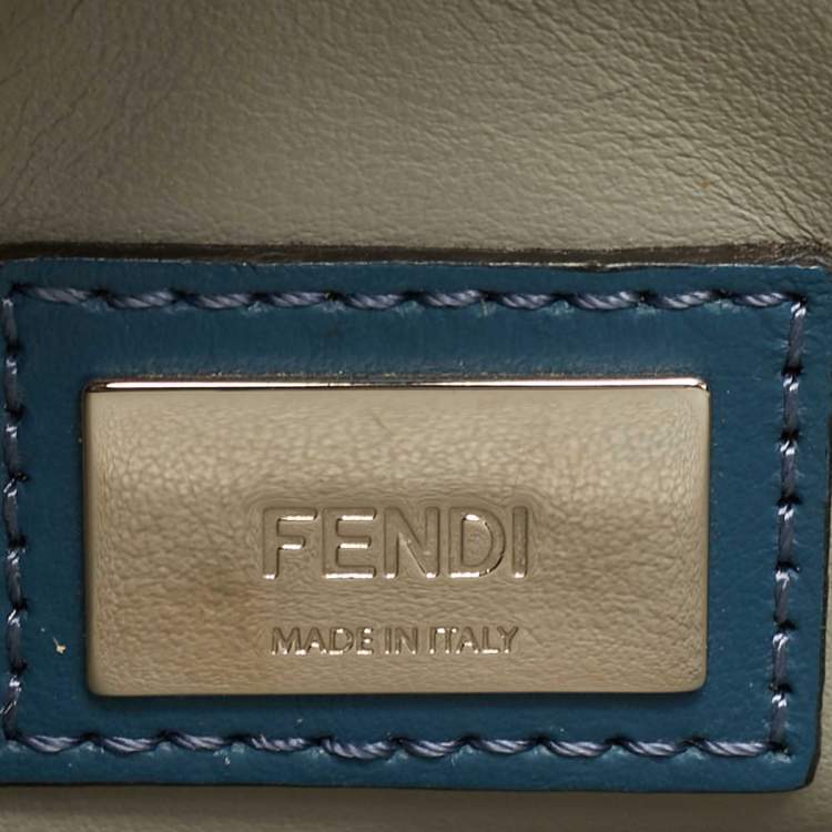 Pre Owned Fendi 2Jours Petite Blue Leather Tote