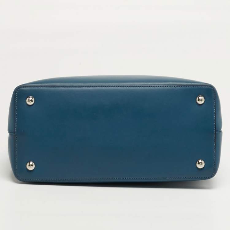 Pre Owned Fendi 2Jours Petite Blue Leather Tote