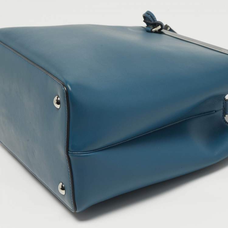 Pre Owned Fendi 2Jours Petite Blue Leather Tote
