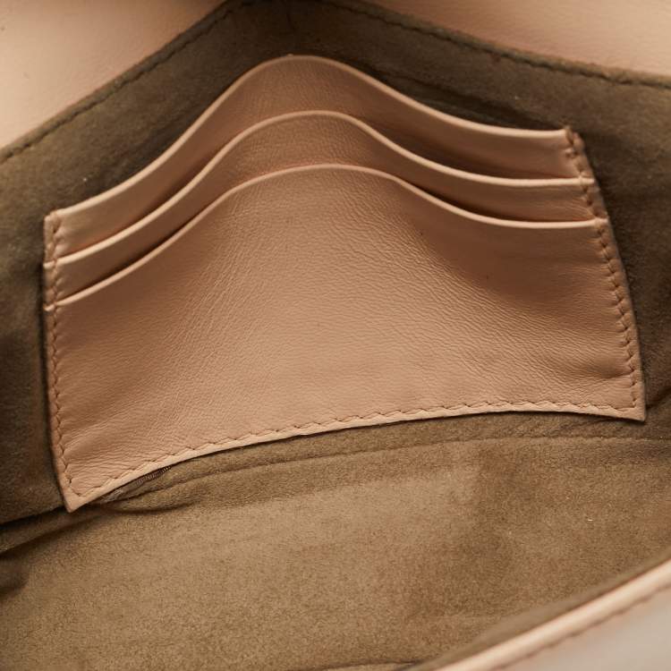 Pre Owned Fendi Be Baguette Mini Peach Leather Shoulder Bag