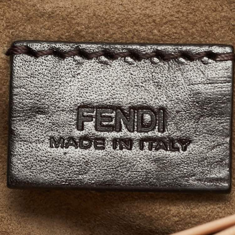 Pre Owned Fendi Be Baguette Mini Peach Leather Shoulder Bag