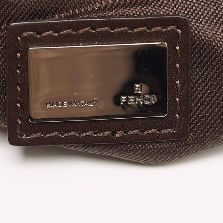 Pre Owned Fendi Compilation Baguette Brown/Beige Zucchino Canvas and Leather Bag