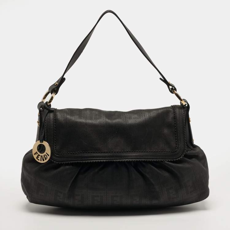 مملوكة مسبقًا Fendi Chef Choco Brown FF Perforated Leather Shoulder Bag