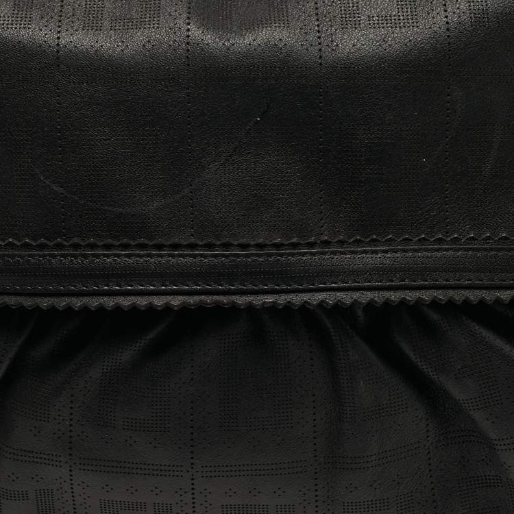 مملوكة مسبقًا Fendi Chef Choco Brown FF Perforated Leather Shoulder Bag