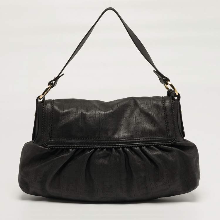 مملوكة مسبقًا Fendi Chef Choco Brown FF Perforated Leather Shoulder Bag