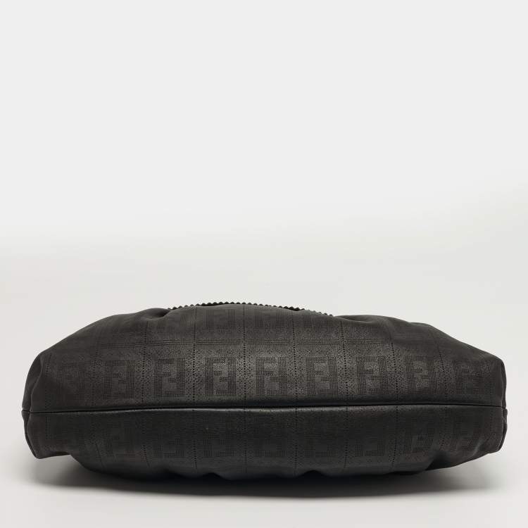 مملوكة مسبقًا Fendi Chef Choco Brown FF Perforated Leather Shoulder Bag