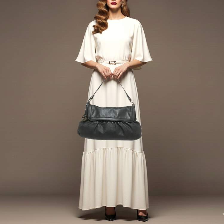 مملوكة مسبقًا Fendi Chef Choco Brown FF Perforated Leather Shoulder Bag