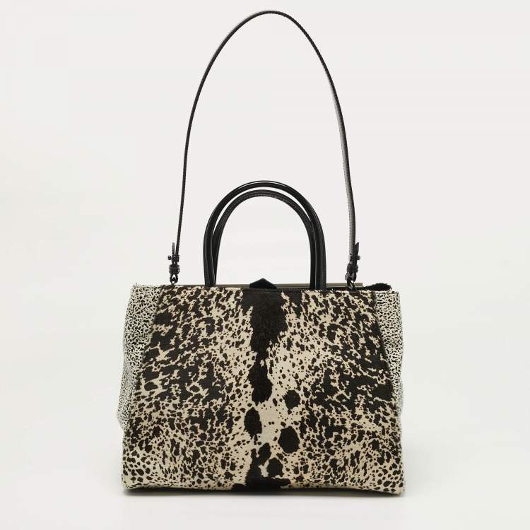 مملوكة مسبقًا Fendi 2Jours Medium Tricolor Printed Calf hair and patent Leather 2Jours Tote