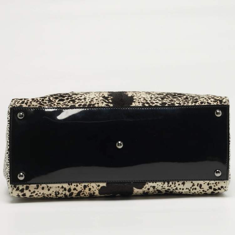 مملوكة مسبقًا Fendi 2Jours Medium Tricolor Printed Calf hair and patent Leather 2Jours Tote