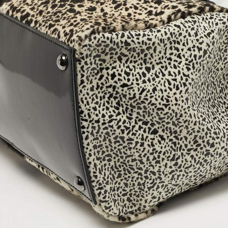 مملوكة مسبقًا Fendi 2Jours Medium Tricolor Printed Calf hair and patent Leather 2Jours Tote