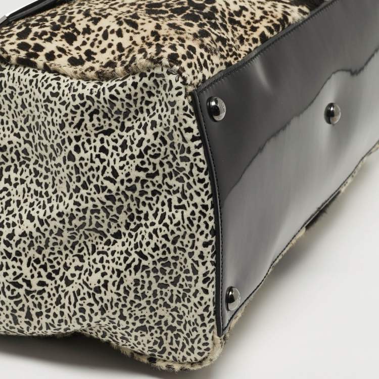 مملوكة مسبقًا Fendi 2Jours Medium Tricolor Printed Calf hair and patent Leather 2Jours Tote